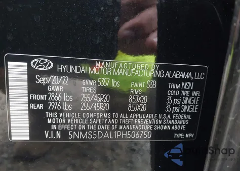 2023 Hyundai Santa Fe Calligraphy from USA, damaged, VIN 5NMS5DAL1PH506750
